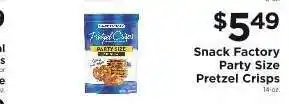 ShopRite Snack Factory Party Size Pretzel Crisps offer
