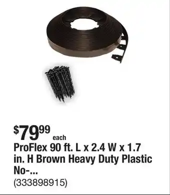 The Home Depot ProFlex 90 ft. L x 2.4 W x 1.7 in. H Brown Heavy Duty Plastic No-Dig Landscape Edging Kit offer