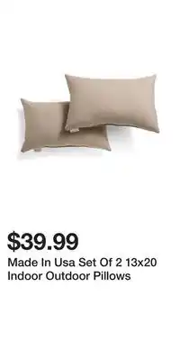 TJ Maxx Made In Usa Set Of 2 13x20 Indoor Outdoor Pillows offer
