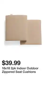 TJ Maxx 18x18 2pk Indoor Outdoor Zippered Seat Cushions offer