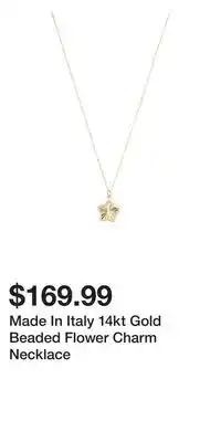 TJ Maxx Made In Italy 14kt Gold Beaded Flower Charm Necklace offer