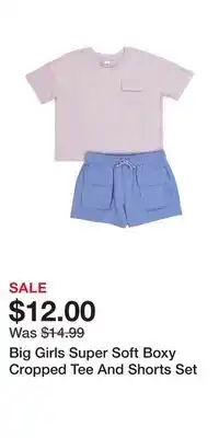 TJ Maxx Big Girls Super Soft Boxy Cropped Tee And Shorts Set offer
