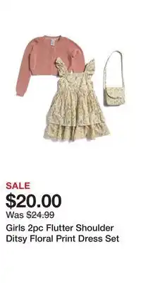 TJ Maxx Girls 2pc Flutter Shoulder Ditsy Floral Print Dress Set offer