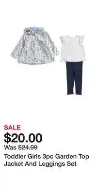 TJ Maxx Toddler Girls 3pc Garden Top Jacket And Leggings Set offer