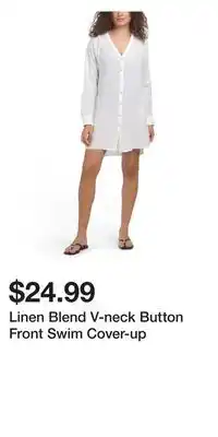 TJ Maxx Linen Blend V-neck Button Front Swim Cover-up offer