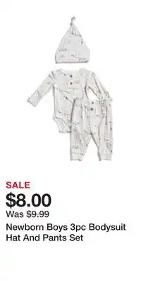 TJ Maxx Newborn Boys 3pc Bodysuit Hat And Pants Set offer