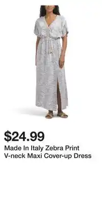 TJ Maxx Made In Italy Zebra Print V-neck Maxi Cover-up Dress offer