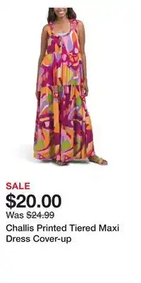 TJ Maxx Challis Printed Tiered Maxi Dress Cover-up offer