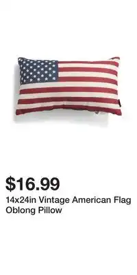 TJ Maxx 14x24in Vintage American Flag Oblong Pillow offer