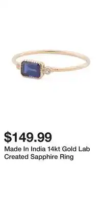 TJ Maxx Made In India 14kt Gold Lab Created Sapphire Ring offer