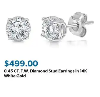 Sam's Club 0.45 CT. T.W. Diamond Stud Earrings in 14K White Gold offer
