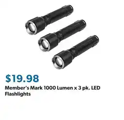 Sam's Club Member's Mark 1000 Lumen x 3 pk. LED Flashlights offer