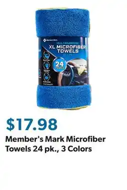Sam's Club Member's Mark Microfiber Towels 24 pk., 3 Colors offer