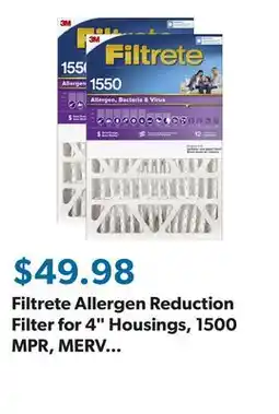 Sam's Club Filtrete Allergen Reduction Filter for 4 Housings, 1500 MPR, MERV 12, 2 Pack offer