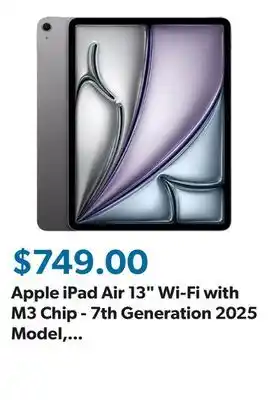 Sam's Club Apple iPad Air 13 Wi-Fi with M3 Chip - 7th Generation 2025 Model, Choose Size and Color offer