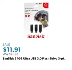 Sam's Club SanDisk 64GB Ultra USB 3.0 Flash Drive 3-pk offer