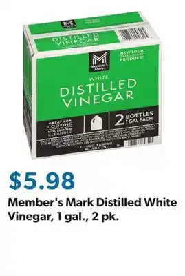 Sam's Club Member's Mark Distilled White Vinegar, 1 gal., 2 pk offer