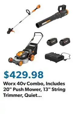 Sam's Club Worx 40v Combo, Includes 20 Push Mower, 13 String Trimmer, Quiet Tech Blower offer