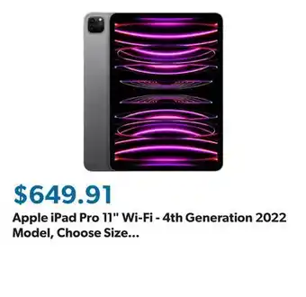 Sam's Club Apple iPad Pro 11 Wi-Fi - 4th Generation 2022 Model, Choose Size and Color offer