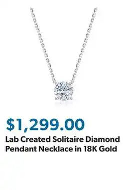Sam's Club Lab Created Solitaire Diamond Pendant Necklace in 18K Gold offer