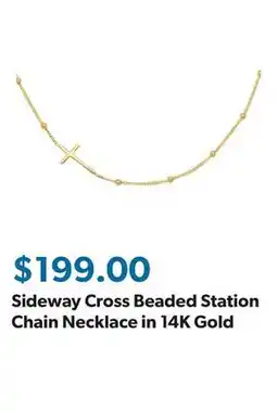 Sam's Club Sideway Cross Beaded Station Chain Necklace in 14K Gold offer