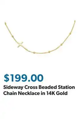 Sam's Club Sideway Cross Beaded Station Chain Necklace in 14K Gold offer