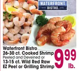 Jewel-Osco Waterfront Bistro 26-30 ct. Cooked Shrimp or 13-15 ct. Wild Red Raw EZ Peel or Grilling Shrimp offer