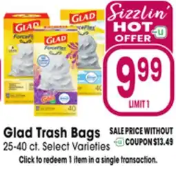 Jewel-Osco Glad Trash Bags offer