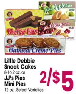 Jewel-Osco Little Debbie Snack Cakes 8-16.2 oz. or JJ's Pies Mini Pies 12 oz offer
