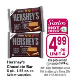 Jewel-Osco Hershey's Chocolate Bar offer