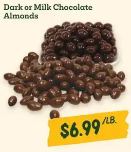 Sprouts Farmers Market Dark or milk chocolate almonds offer