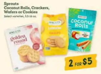Sprouts Farmers Market Sprouts coconut rolls, crackers, wafers or cookies offer