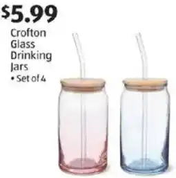 Aldi Crofton glass drinking jars offer