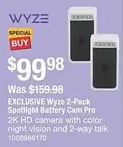 The Home Depot Wyze 2-Pack Spotlight Battery Cam Pro offer