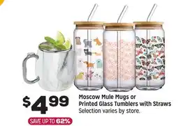 Grocery Outlet Moscow Mule Mugs or Printed Glass Tumblers with Straws offer