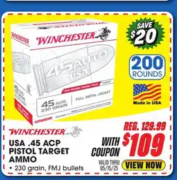 Big 5 Winchester USA .45 ACP 200-Round Pack Pistol Target Ammunition offer