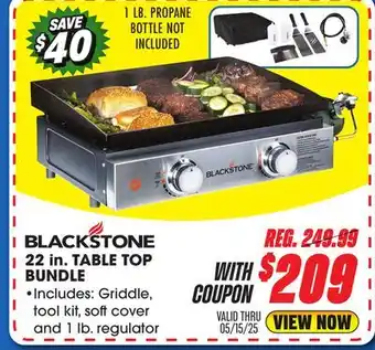 Big 5 Blackstone 22 Gas Tabletop 2-Burner Griddle Bundle offer