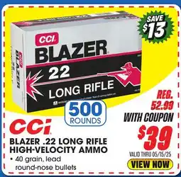 Big 5 CCI Blazer .22 Long Rifle High-Velocity Ammo offer