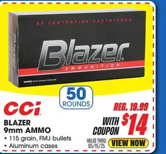 Big 5 CCI Blazer 9MM Ammunition offer