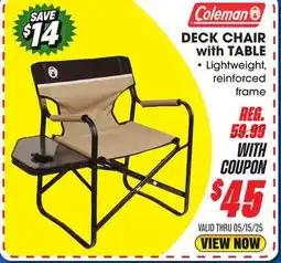 Big 5 Coleman Deck Chair with Table offer