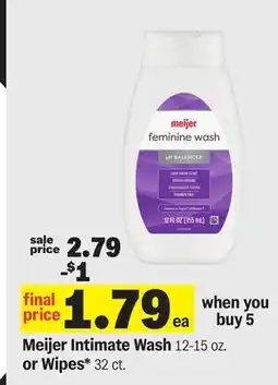 Meijer Meijer Intimate Wash 12-15 oz. or Wipes* 32 ct offer