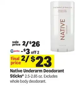 Meijer Native Underarm Deodorant Sticks offer