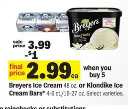 Meijer Breyers Ice Cream 48 oz. or Klondike Ice Cream Bars 4-6 ct./16-27 oz offer