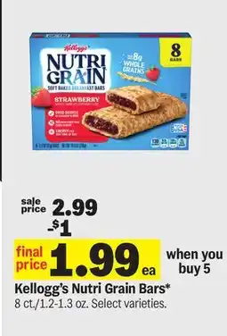 Meijer Kellogg's Nutri Grain Bars offer