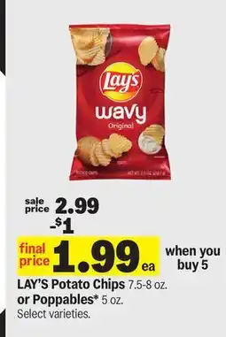 Meijer LAY'S Potato Chips 7.5-8 oz. or Poppables* 5 oz offer