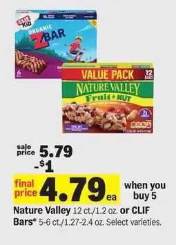 Meijer Nature Valley 12 ct./1.2 oz. or CLIF Bars* 5-6 ct./1.27-2.4 oz offer