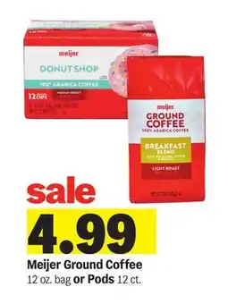 Meijer Meijer Ground Coffee 12 oz. bag or Pods 12 ct offer