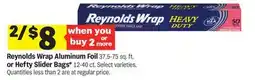 Meijer Reynolds Wrap Aluminum Foil 37.5-75 sq. ft. or Hefty Slider Bags* 12-40 ct offer