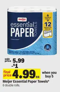 Meijer Meijer Essential Paper Towels offer