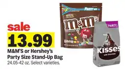 Meijer M & M' S or Hershey's Party Size Stand-Up Bag offer